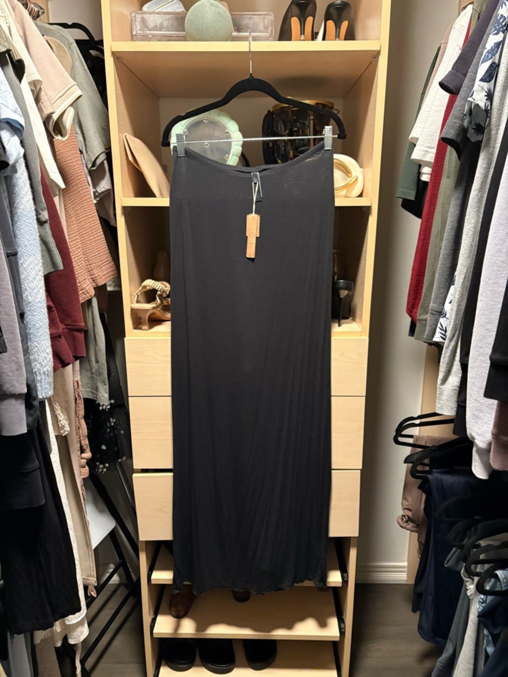SKIMS Black Maxi Skirt - sheer